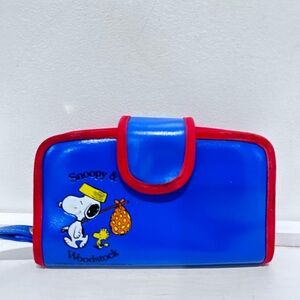 Vintage Peanuts‎ Snoopy & Woodstock Blue & Red Wallet Coin Purse